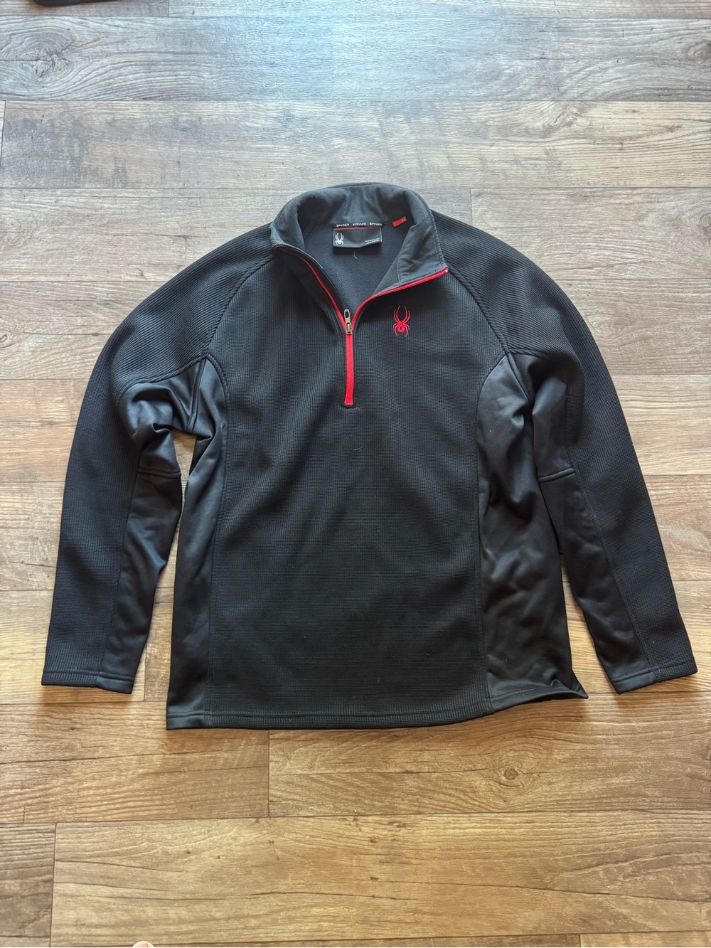 Spyder Men's Black Quarter-Zip Pullover with Red Trim Size XL